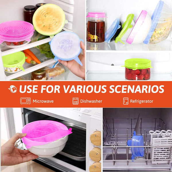 Multipurpose Silicone Lid - Reusable & Microwave Safe (Pack of 6)