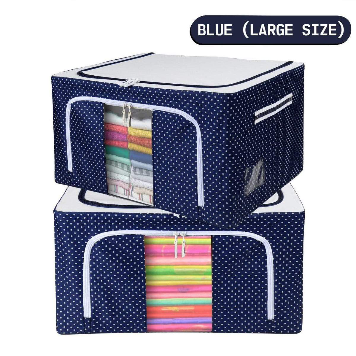 Oxford Fabric Storage Boxes For Clothes, Sarees, Bed Sheets, Blanket Etc (Large)
