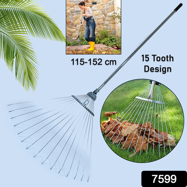 115 - 152 CM Rake for Gardening, Stainless Steel Telescopic Garden Rake for Quick Clean Up of Lawn and Yard, Adjustable Rake Claws Spacing Garden Broom with Long Handle for Clean Leaves (MOQ : - 12 pc) - homeshop24.in - Best Price & Offers