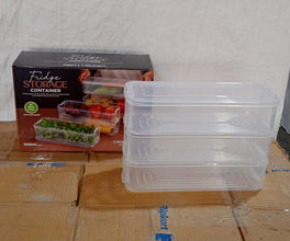 3 Fridge Storage Container, Fridge Organizer with Lid Stackable Fridge Storage Containers Plastic Freezer Storage Containers for Fish, Meat, Vegetables, Fruits, Pack of 3pcs, 1500ML Approx - homeshop24.in - Best Price & Offers