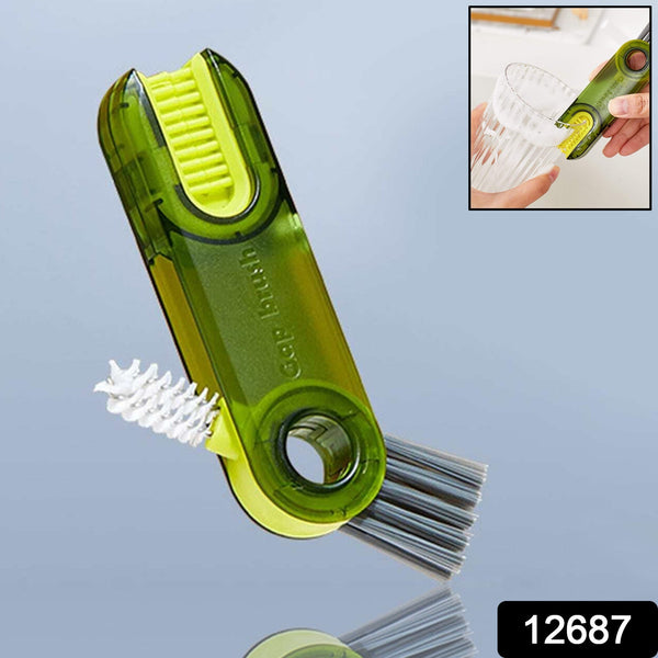 3 - in - 1 Multifunctional Bottle & Cup Cleaning Brush – Lid & Cover Scrubber for Kitchen (1 Pc) - homeshop24.in - Best Price & Offers