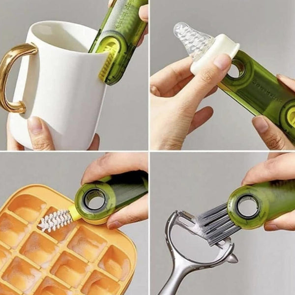3 - in - 1 Multifunctional Bottle & Cup Cleaning Brush – Lid & Cover Scrubber for Kitchen (1 Pc) - homeshop24.in - Best Price & Offers