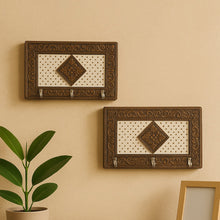 Handicraft Meenakari Wooden keyholder | Wall Hanging Key Holder Style for Your Home Decor & Gift Keys Stand for Entryway, Kitchen, Office, Bedroom Decorative Keys Organizer keyholder (2 Pc Set) - HomeShop24 - Your Home of Quality Finds | Homeshop24.in - Best Price & Offers