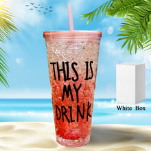 Plastic Creative Cold Drink Cup, Reusable Tea Coffee Tumbler with Lid and Straw, Double Wall Plastic Drinking Sport Bottle, Travel Tumbler - homeshop24.in - Best Price & Offers