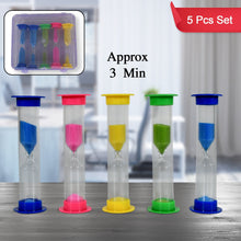 Plastic Hourglass Sand Timer Set – 3 - Min Sand Clock for Kitchen, Office, School & Kids (5 Pc) - homeshop24.in - Best Price & Offers