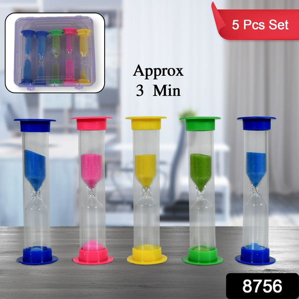 Plastic Hourglass Sand Timer Set – 3 - Min Sand Clock for Kitchen, Office, School & Kids (5 Pc) - homeshop24.in - Best Price & Offers