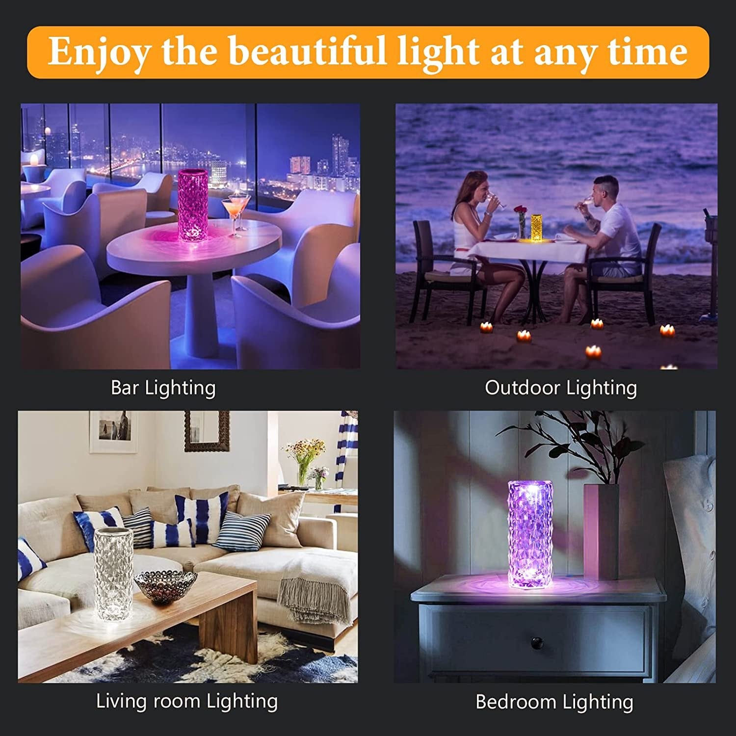 Multi Shade 3D Rose Lamp with Touch Sensor